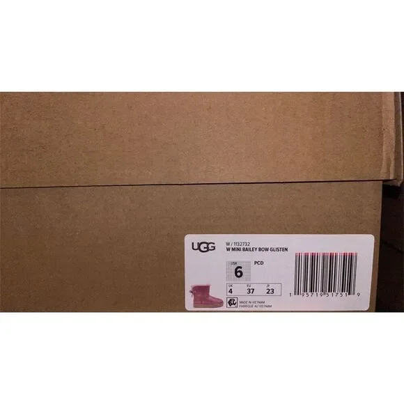 UGG MINI BAILEY BOW GLISTEN - PCD - Pink Cloud Size 6 NWB - Picture 8 of 8